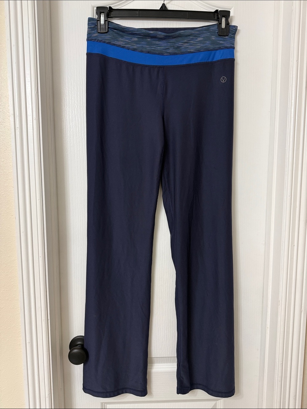 Vogo Athletica leggings flare dark navy blue body wide waistband size M